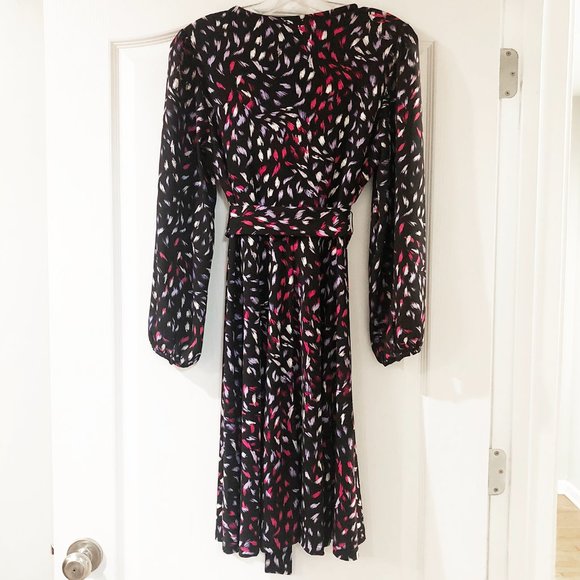 NWOT The Limited Faux Wrap Dress Black Pink Lavender White Size XS - Picture 2 of 6